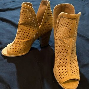 Tan peel toe booties